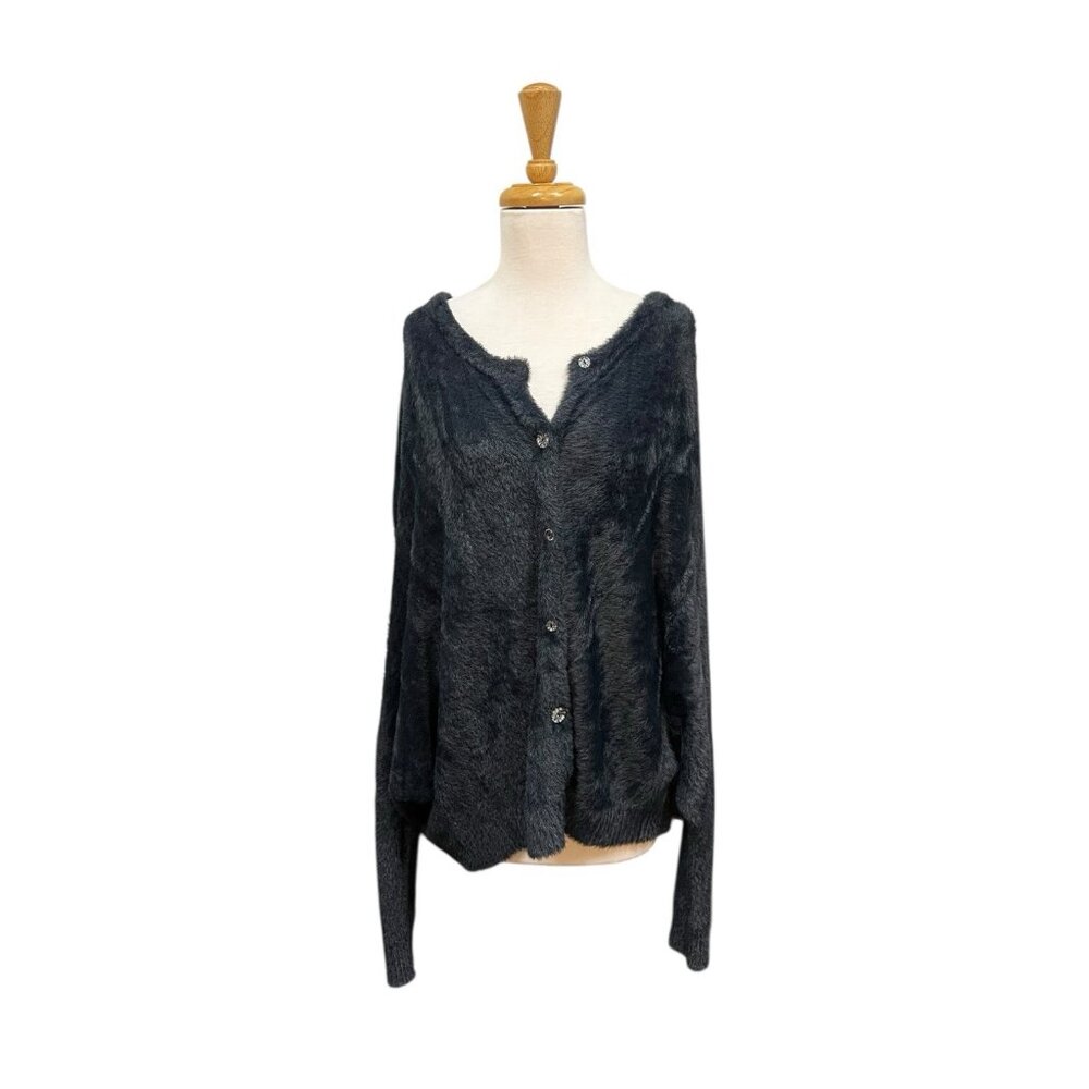 Free People One Sela Fuzzy Cardigan Blue Size S Small